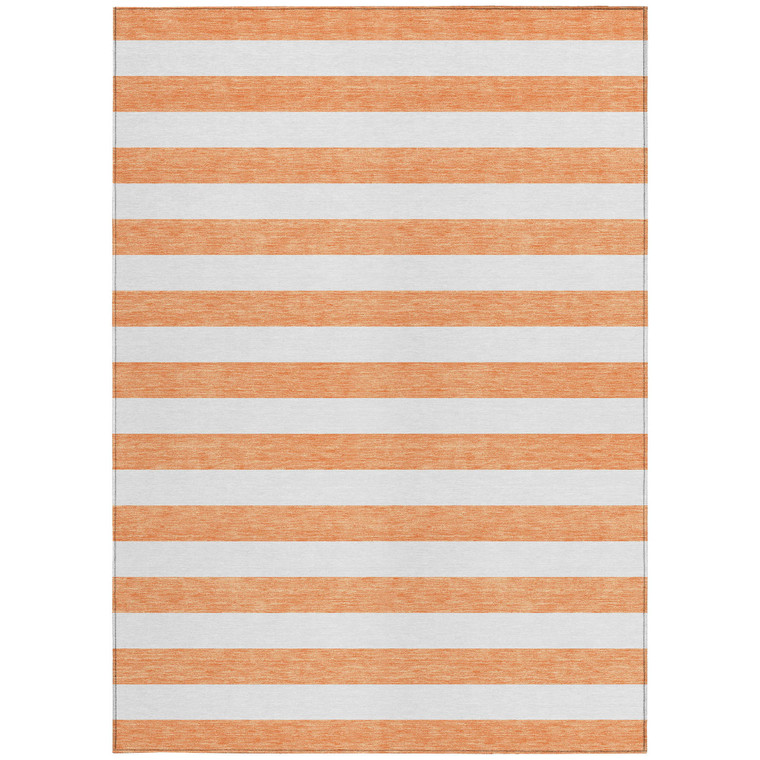 8' X 10' Salmon Striped Washable Non Skid Indoor Outdoor Area Rug