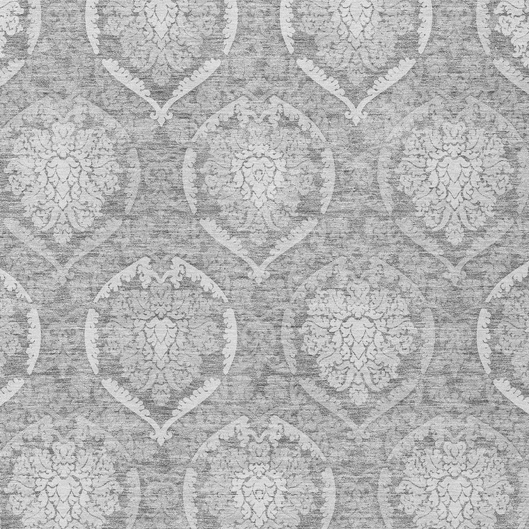 10' X 14' Gray And Silver Medallion Washable Indoor Outdoor Area Rug