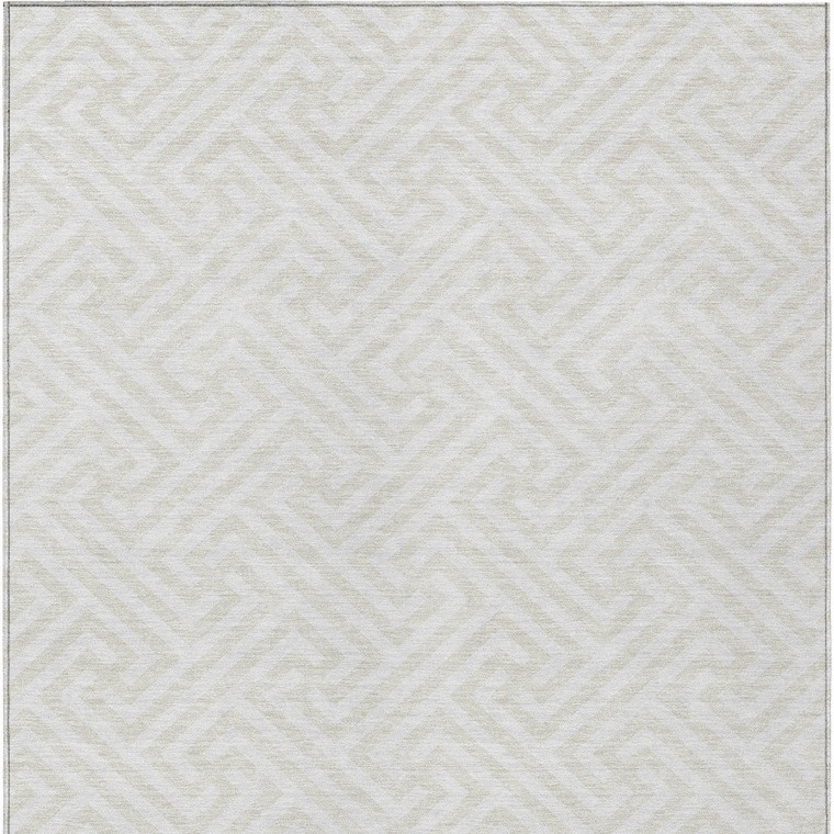 10' X 14' Ivory And Beige Geometric Washable Indoor Outdoor Area Rug Transitional Style - Ivory, Beige Color
