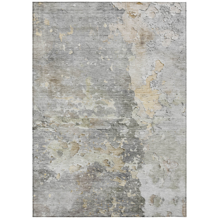 8' X 10' Gray Abstract Washable Indoor Outdoor Area Rug Transitional Style - Gray Color