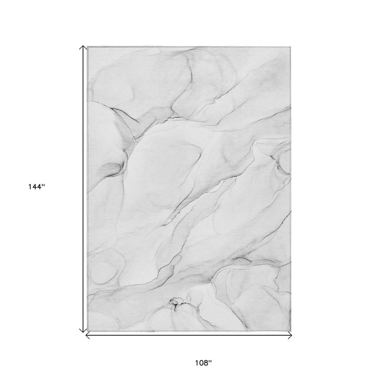 9' X 12' Gray Abstract Washable Non Skid Indoor Outdoor Area Rug Transitional Style - Gray Color