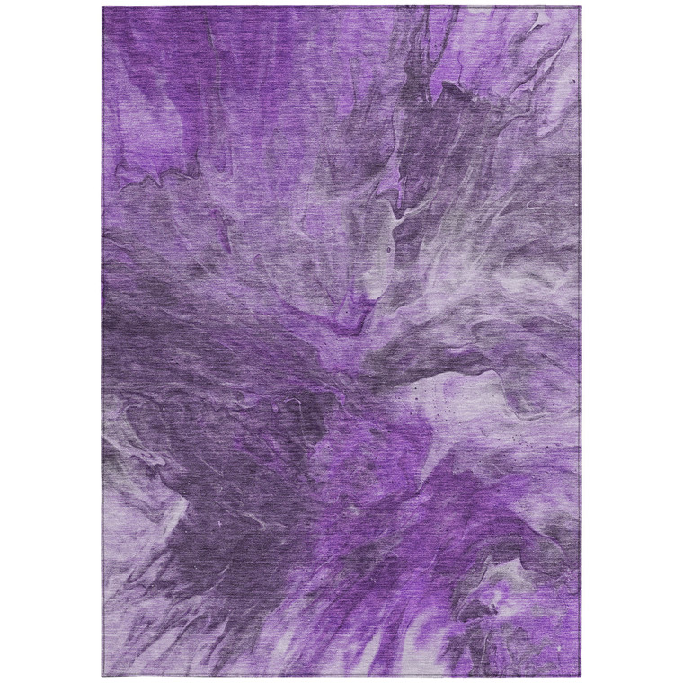9' X 12' Purple Lilac And Eggplant Abstract Washable Indoor Outdoor Area Rug