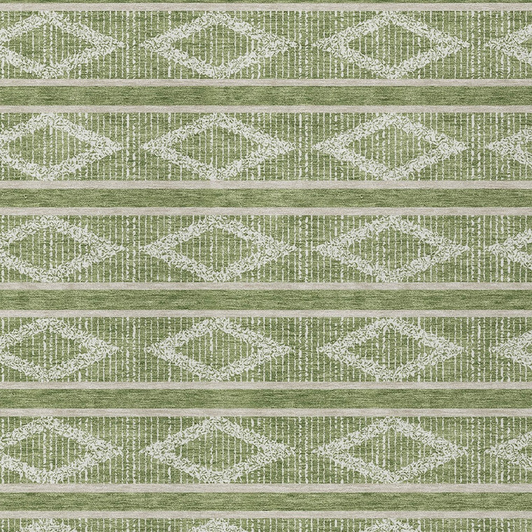 9' X 12' Green And Ivory Geometric Washable Indoor Outdoor Area Rug Transitional Style - Green, Ivory Color