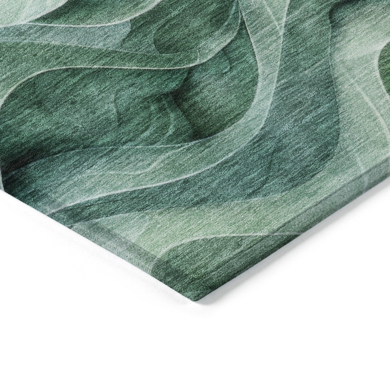 8' X 10' Teal Blue Abstract Washable Indoor Outdoor Area Rug Transitional Style - Teal Blue Color