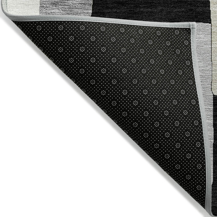 9' X 12' Black Ivory And Beige Geometric Washable Indoor Outdoor Area Rug - Black, Ivory, Beige