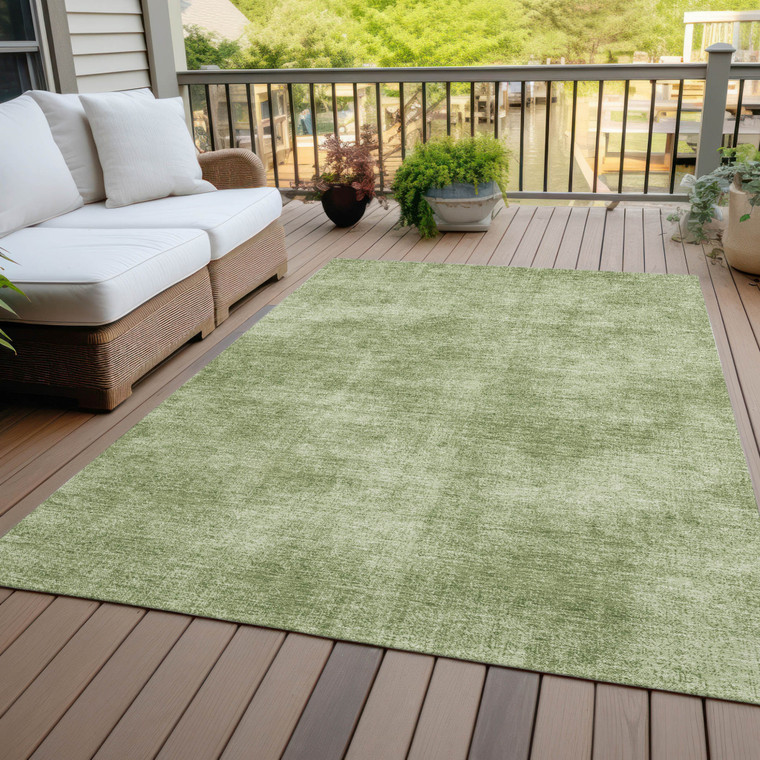 8' X 10' Green Washable Indoor Outdoor Area Rug