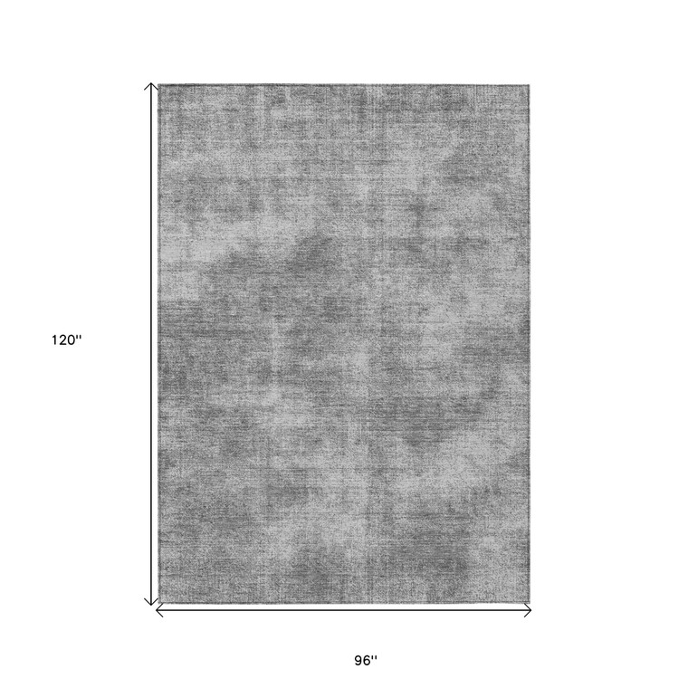 8' X 10' Gray Washable Indoor Outdoor Area Rug