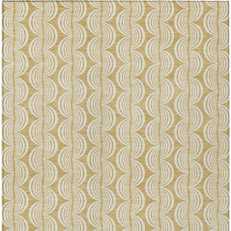 8' X 10' Gold And Beige Ogee Washable Indoor Outdoor Area Rug