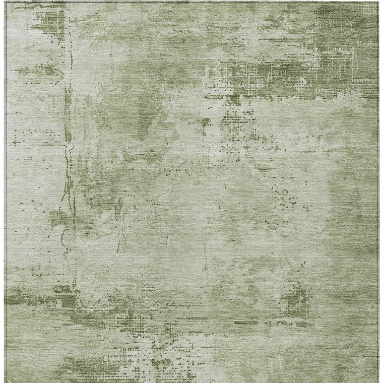 10' X 14' Olive Green And Ivory Abstract Washable Indoor Outdoor Area Rug - 608219096564