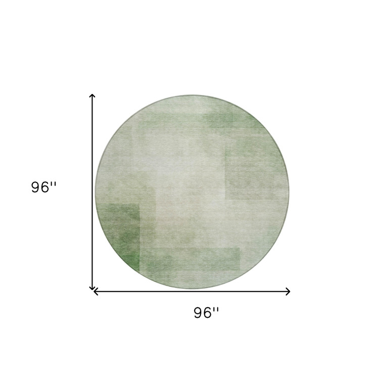 8' Artichoke Green Round Geometric Washable Indoor Outdoor Area Rug - 880016517187