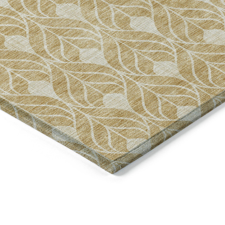 9' X 12' Gold And Ivory Geometric Washable Indoor Outdoor Area Rug - 608219283964