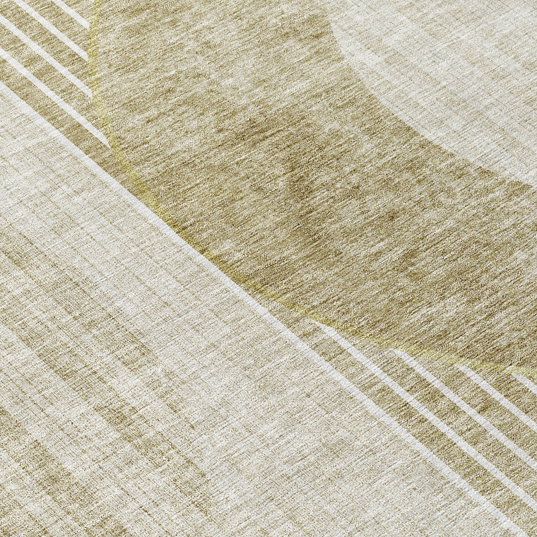 8' Taupe Beige And Tan Round Geometric Washable Indoor Outdoor Area Rug Transitional Style - Taupe, Beige, Tan Color