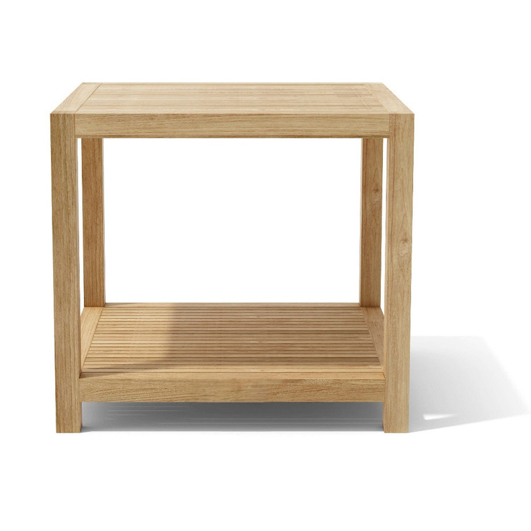 22" Natural Square Solid Wood Outdoor Side Table