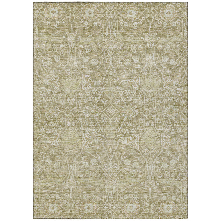 10' X 14' Taupe And Beige Floral Washable Indoor Outdoor Area Rug Transitional Style - Taupe, Beige Color