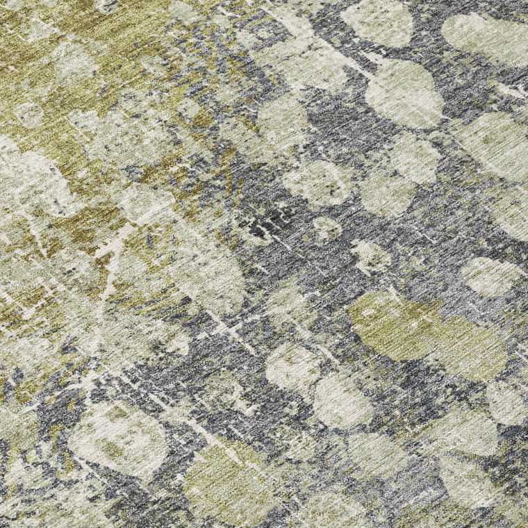 10' X 14' Olive Green And Gray Abstract Washable Indoor Outdoor Area Rug - Olive Green, Gray