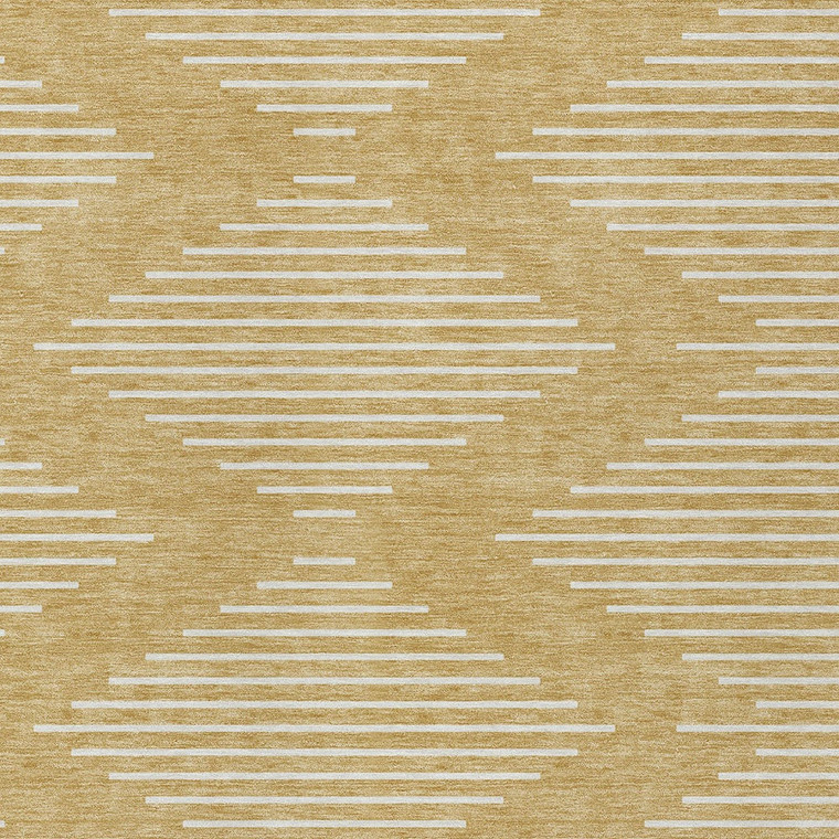 10' X 14' Gold And Ivory Geometric Washable Indoor Outdoor Area Rug Transitional Style - Gold, Ivory Color