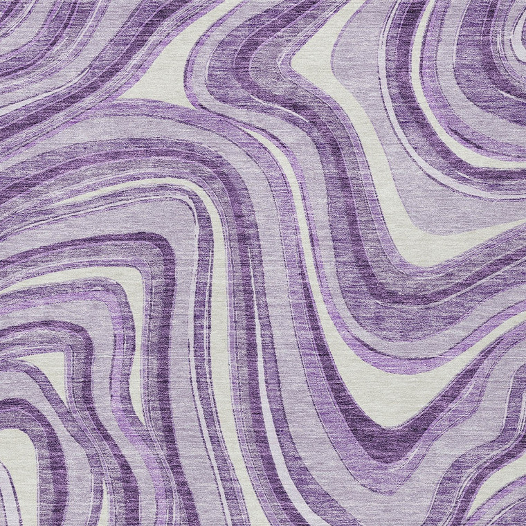 10' X 14' Lavender Purple And Ivory Abstract Washable Indoor Outdoor Area Rug - Lavender, Purple, Ivory