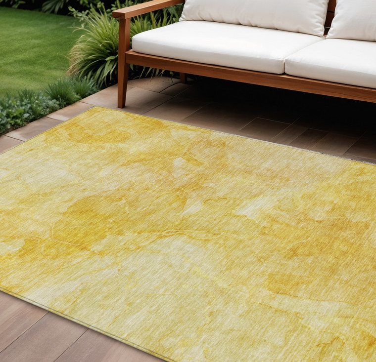 8' X 10' Gold And Yellow Nautical Washable Indoor Outdoor Area Rug