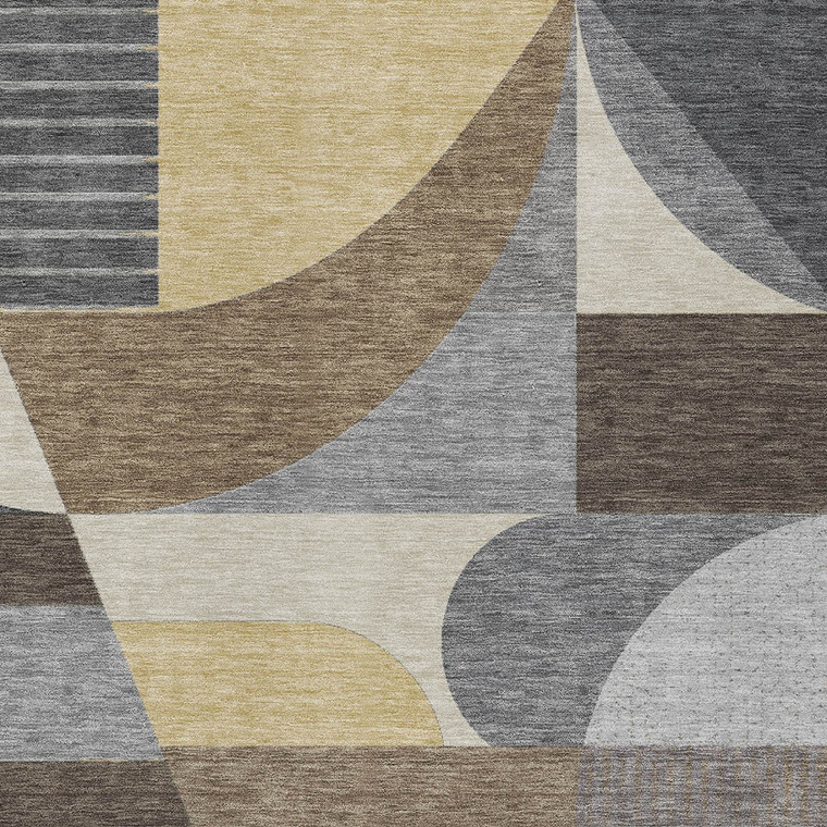 3' X 5' Brown Taupe And Wheat Geometric Washable Indoor Outdoor Area Rug