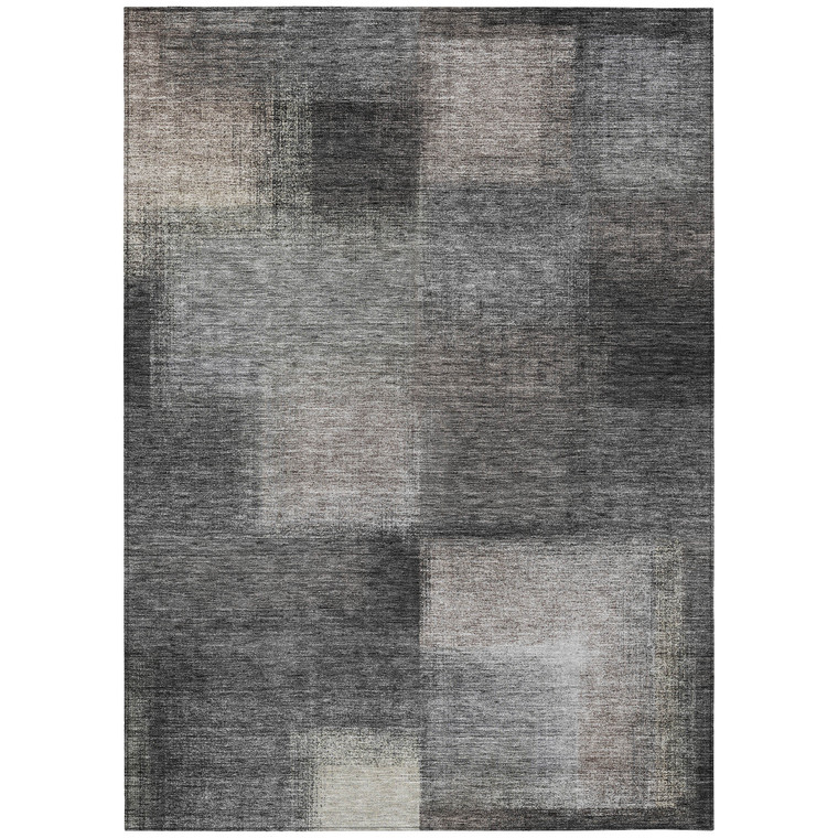 5' X 8' Charcoal Gray And Silver Abstract Washable Indoor Outdoor Area Rug - 608219315511