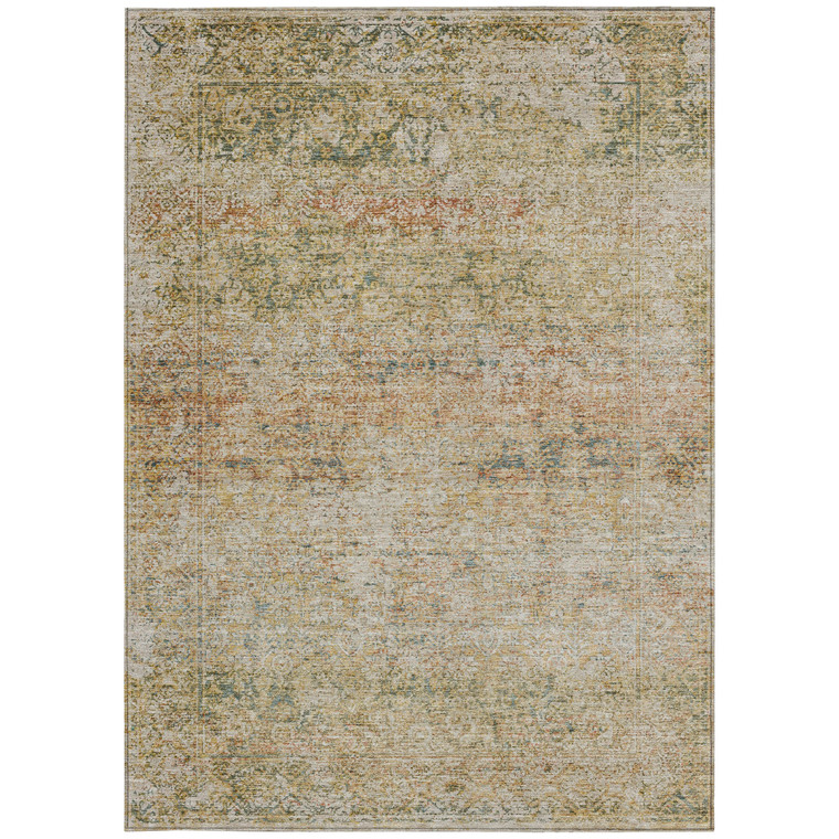5' X 8' Gold And Beige Abstract Washable Indoor Outdoor Area Rug - Gold, Beige