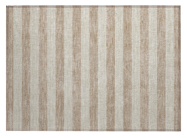 2' X 3' Beige Striped Washable Non Skid Indoor Outdoor Area Rug