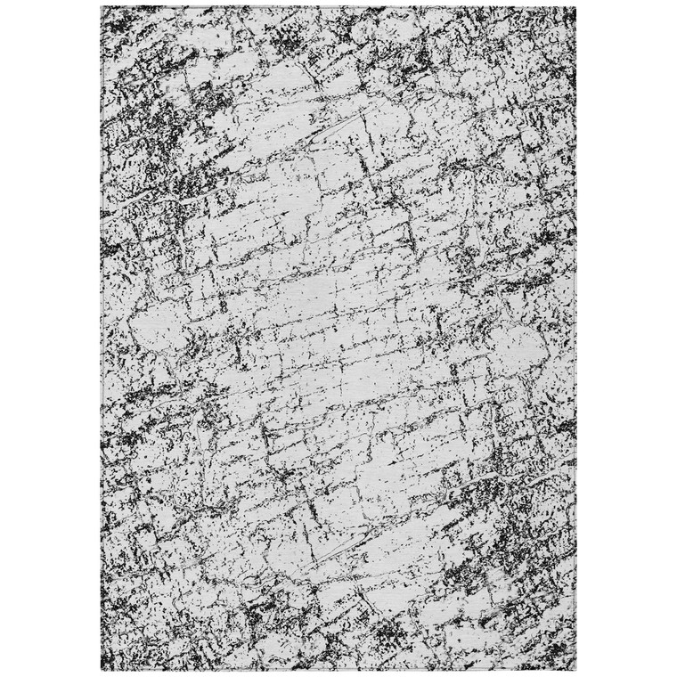 3' X 5' Black White And Gray Abstract Washable Indoor Outdoor Area Rug