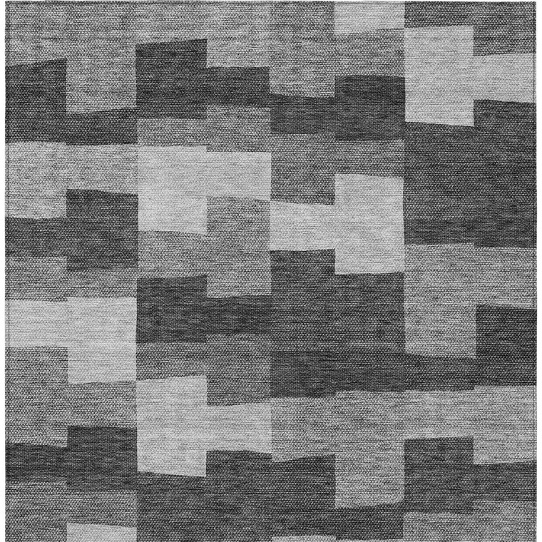 3' X 5' Gray Silver And Charcoal Geometric Washable Indoor Outdoor Area Rug