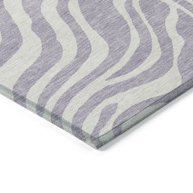 5' X 8' Lavender And Ivory Animal Print Washable Indoor Outdoor Area Rug