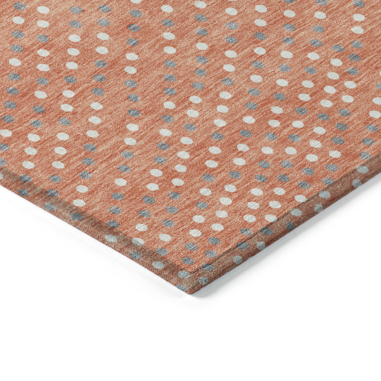 5' X 8' Salmon Gray And Ivory Polka Dot Washable Indoor Outdoor Area Rug