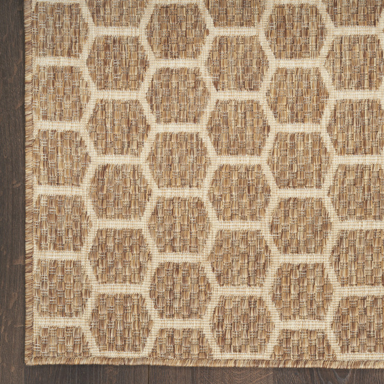 6' Natural And Beige Geometric Indoor Outdoor Area Rug