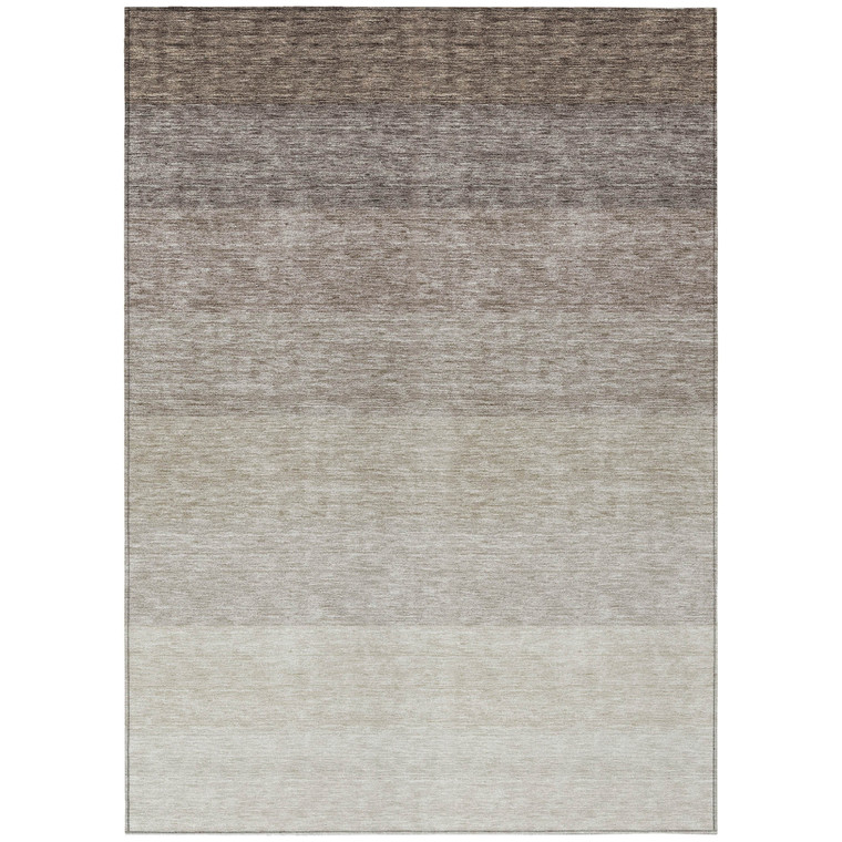5' X 8' Brown And Ivory Ombre Washable Indoor Outdoor Area Rug