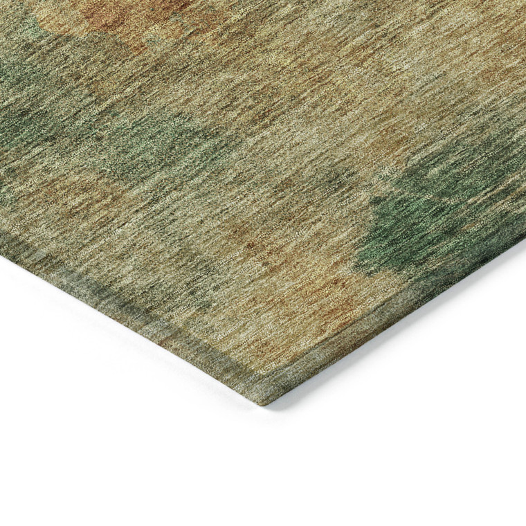 5' X 8' Terra Cotta Copper And Green Abstract Washable Indoor Outdoor Area Rug