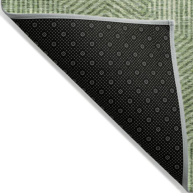 5' X 8' Green And Light Green Geometric Washable Indoor Outdoor Area Rug