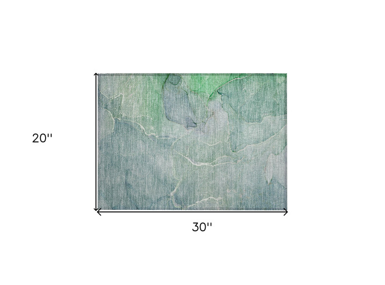 2' X 3' Teal Abstract Washable Non Skid Indoor Outdoor Area Rug - Teal Blue