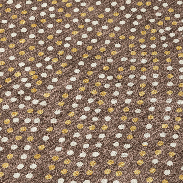 3' X 5' Brown Gold And Ivory Polka Dot Washable Indoor Outdoor Area Rug