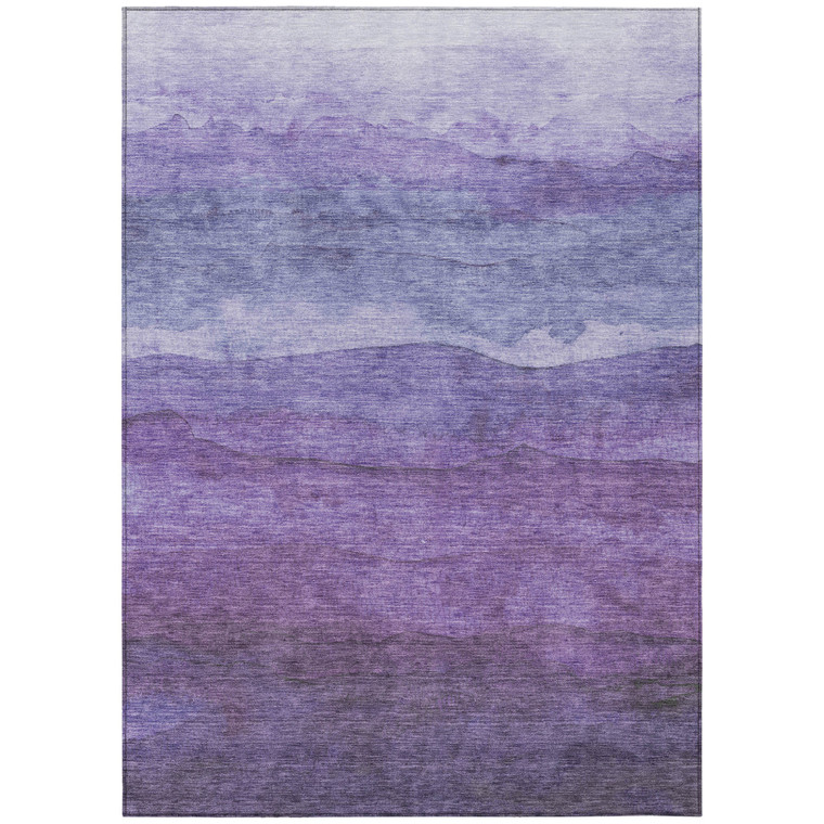 5' X 8' Purple And Lavender Abstract Washable Indoor Outdoor Area Rug - Purple, Lavender