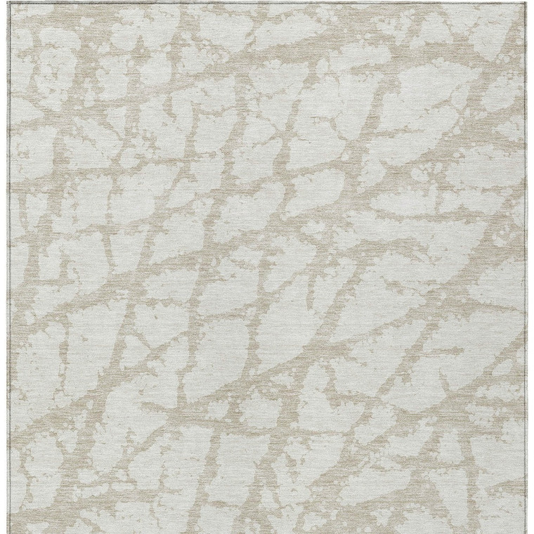 3' X 5' Ivory And Beige Abstract Washable Indoor Outdoor Area Rug - Ivory, Beige