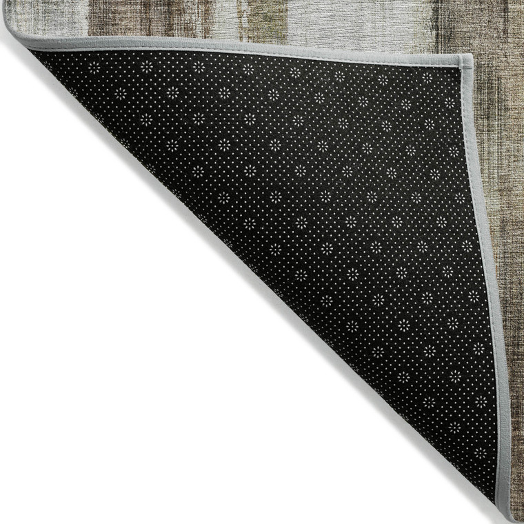 5' X 8' Chocolate Abstract Washable Non Skid Indoor Outdoor Area Rug - 608219029944