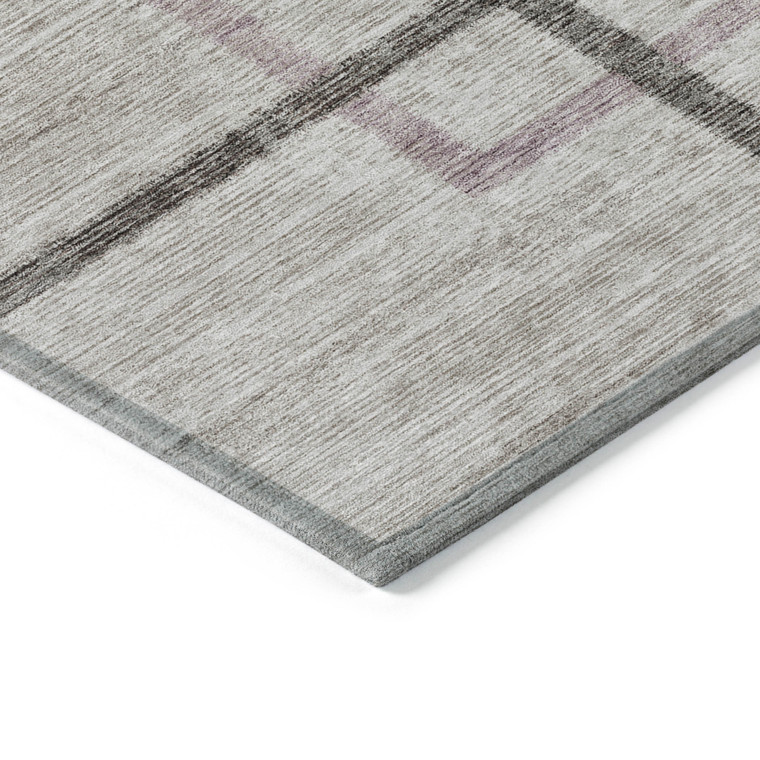 5' X 8' Taupe Charcoal And Copper Geometric Washable Indoor Outdoor Area Rug