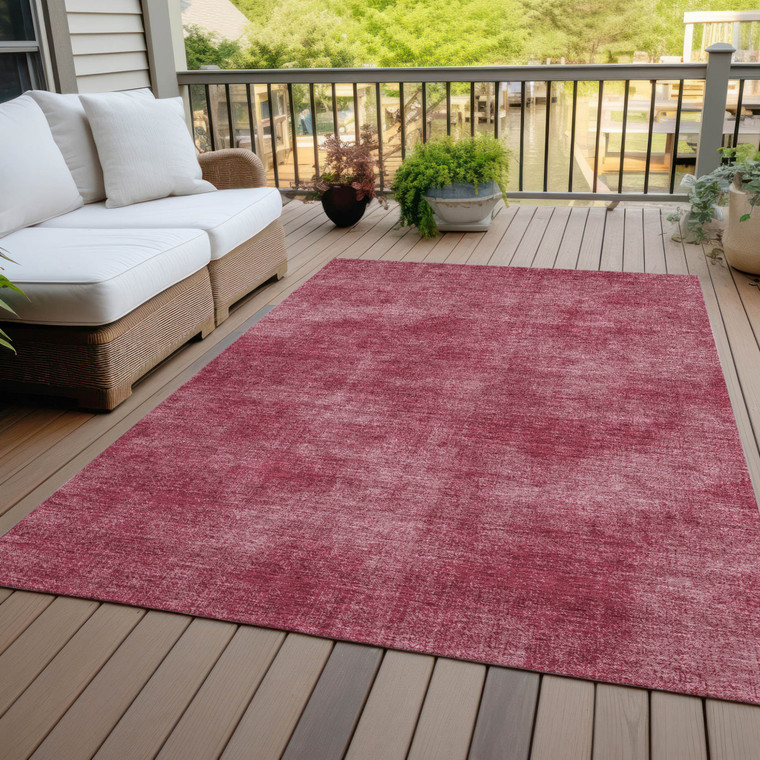 5' X 8' Red Washable Indoor Outdoor Area Rug
