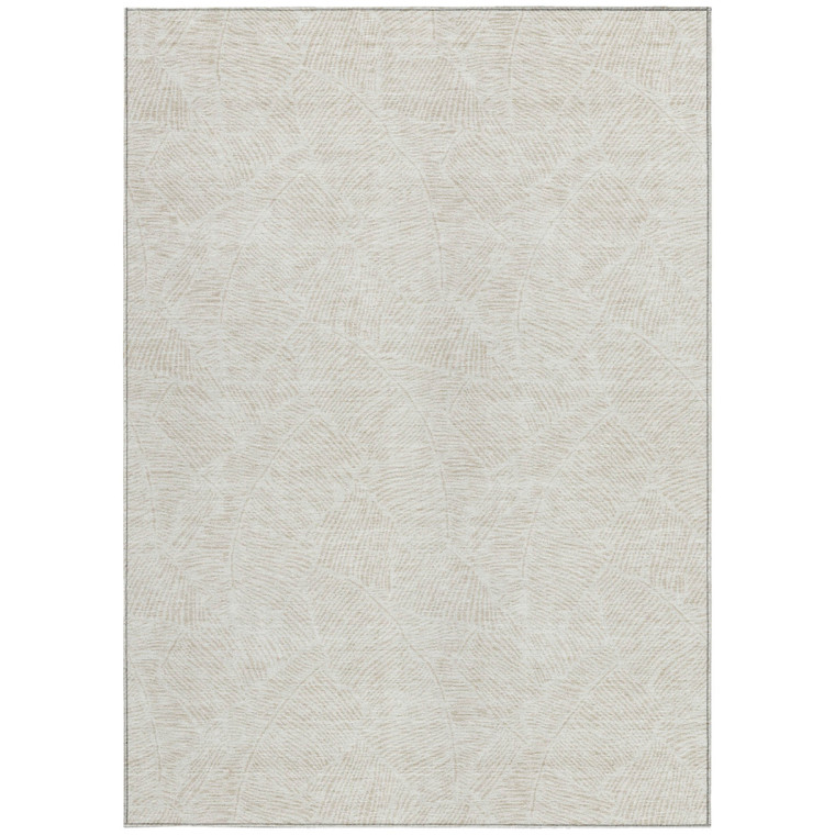 5' X 8' Ivory And Beige Floral Washable Indoor Outdoor Area Rug - Ivory, Beige