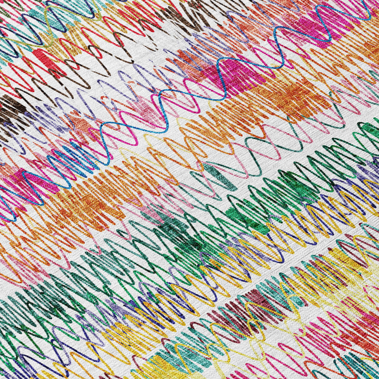 5' X 8' Green Ivory And Purple Striped Washable Indoor Outdoor Area Rug