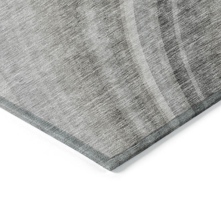 3' X 5' Gray Silver And Beige Abstract Washable Indoor Outdoor Area Rug