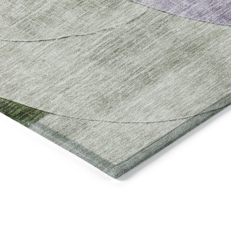 5' X 8' Lavender Purple And Green Geometric Washable Indoor Outdoor Area Rug