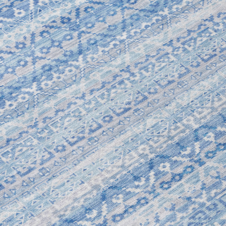 3' X 5' Sky Blue And Ivory Striped Washable Indoor Outdoor Area Rug - Sky Blue, Ivory
