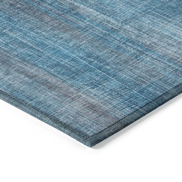5' X 8' Blue Striped Washable Non Skid Indoor Outdoor Area Rug - 608219325619