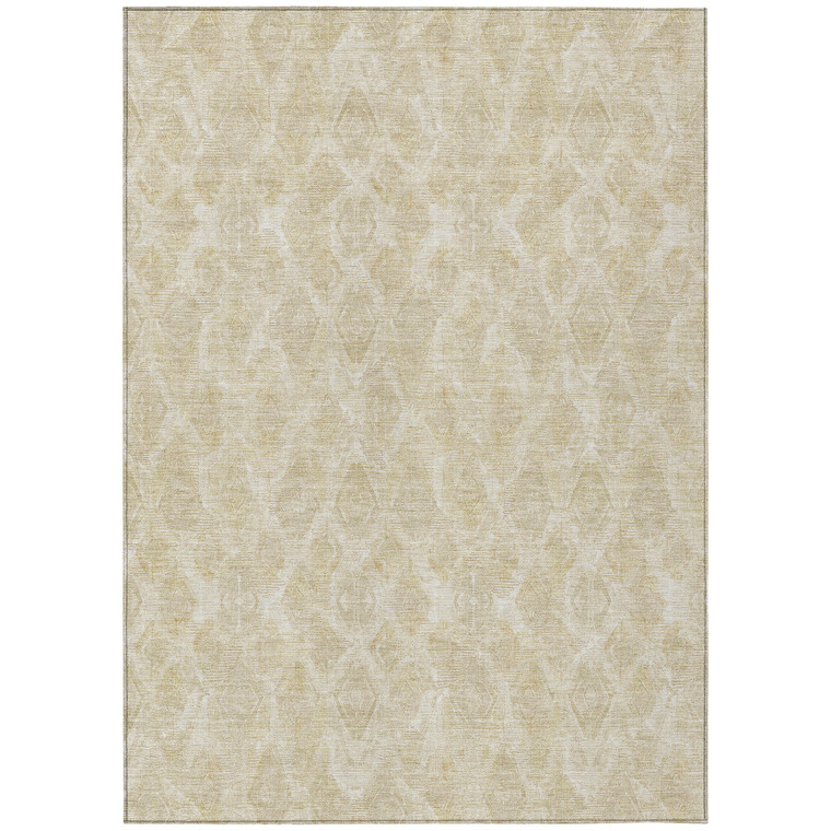 5' X 8' Beige Taupe And Tan Geometric Washable Indoor Outdoor Area Rug