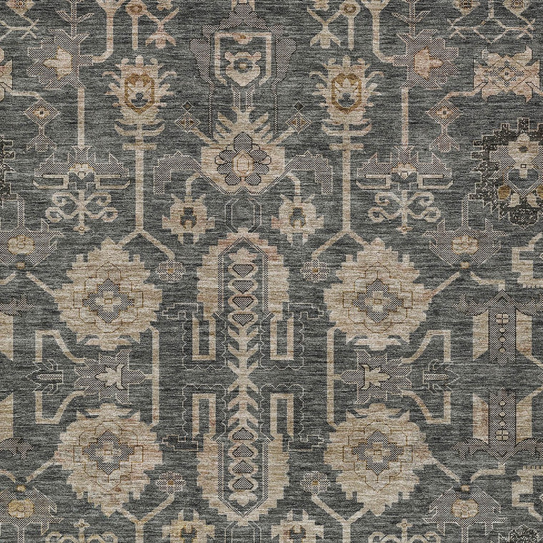 3' X 5' Gray Silver And Beige Oriental Washable Indoor Outdoor Area Rug