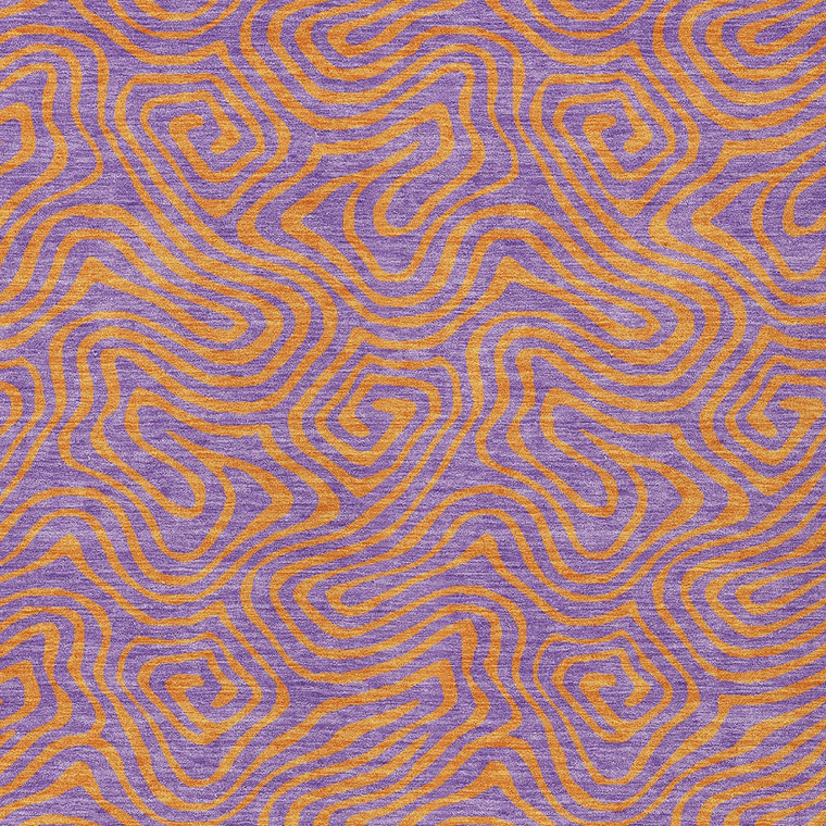3' X 5' Purple And Copper Abstract Washable Indoor Outdoor Area Rug